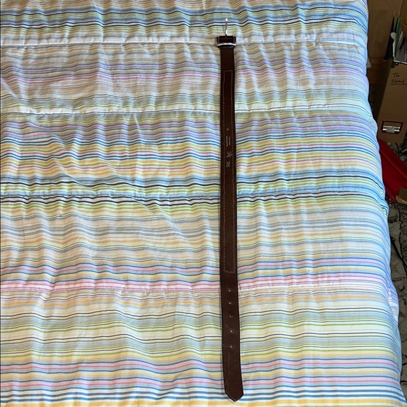 Brown Leather Geometric‎ Southwestern Beaded  Belt M - Picture 10 of 11